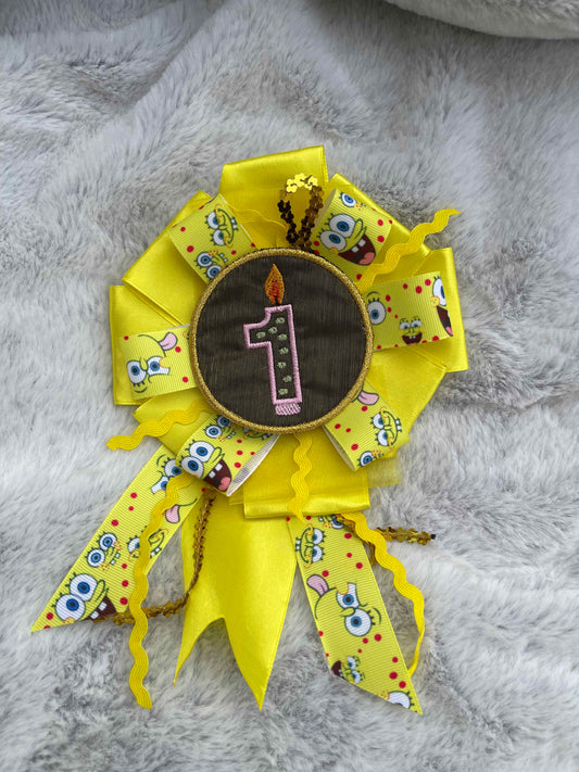 Yellow Handmade Ribbon Rosette — Swappable Badge Brooch | Gathered Olea