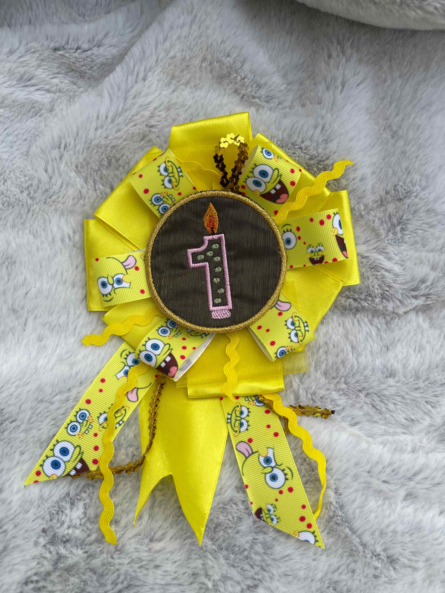 Yellow Handmade Ribbon Rosette — Swappable Badge Brooch | Gathered Olea