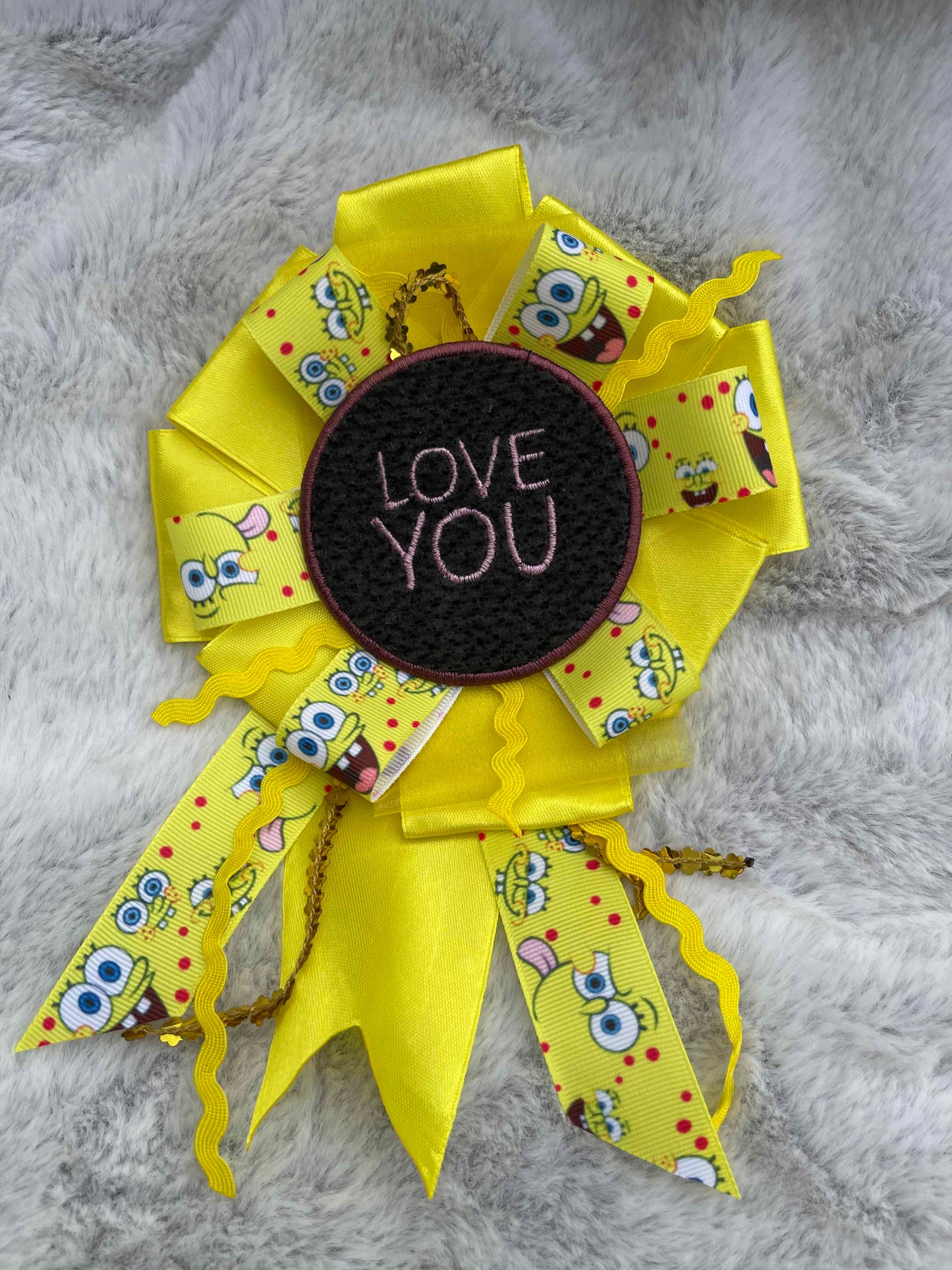 Yellow Handmade Ribbon Rosette — Swappable Badge Brooch | Gathered Olea