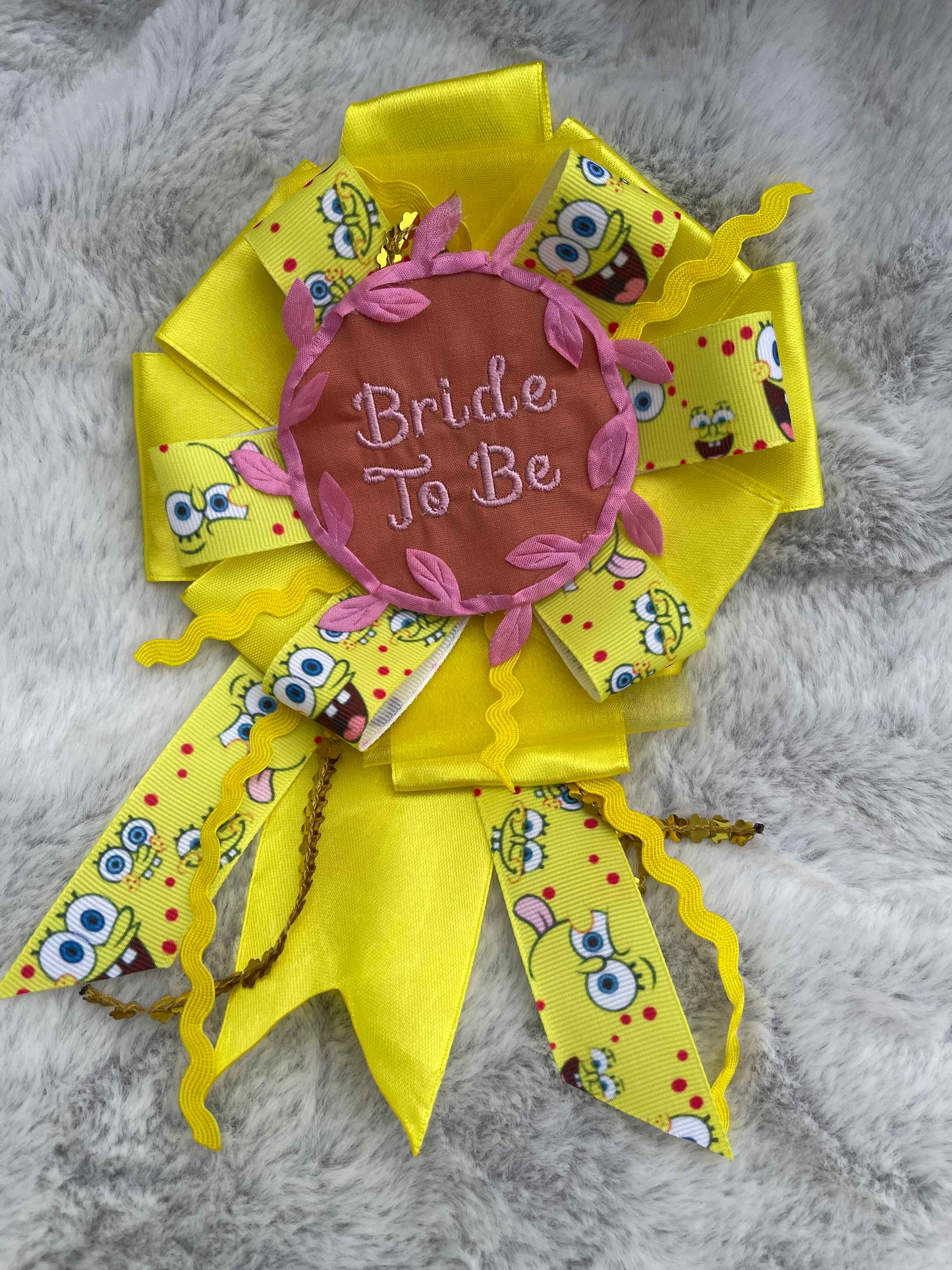 Yellow Handmade Ribbon Rosette — Swappable Badge Brooch | Gathered Olea