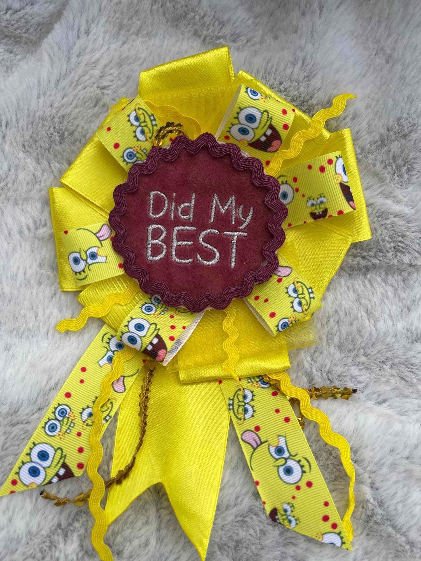 Yellow Handmade Ribbon Rosette — Swappable Badge Brooch | Gathered Olea