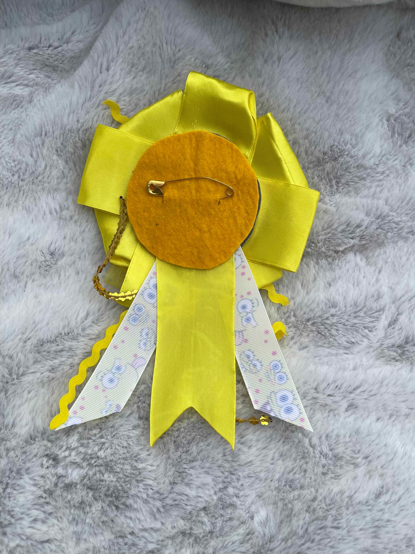 Yellow Handmade Ribbon Rosette — Swappable Badge Brooch | Gathered Olea