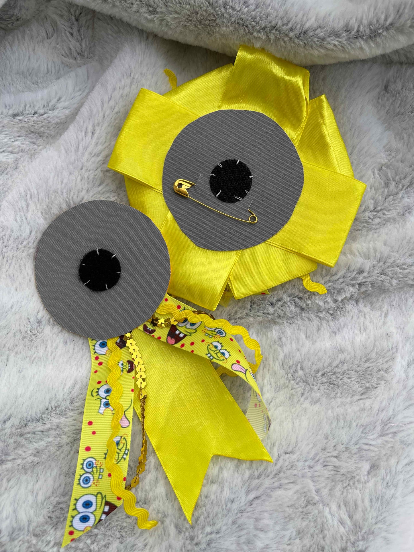 Yellow Handmade Ribbon Rosette — Swappable Badge Brooch | Gathered Olea
