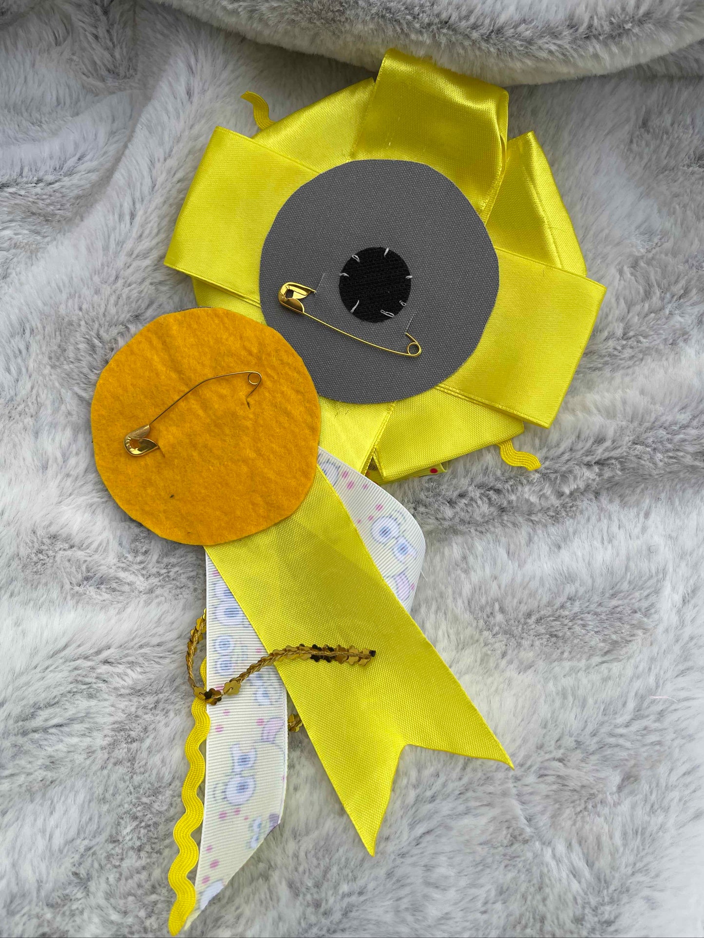 Yellow Handmade Ribbon Rosette — Swappable Badge Brooch | Gathered Olea